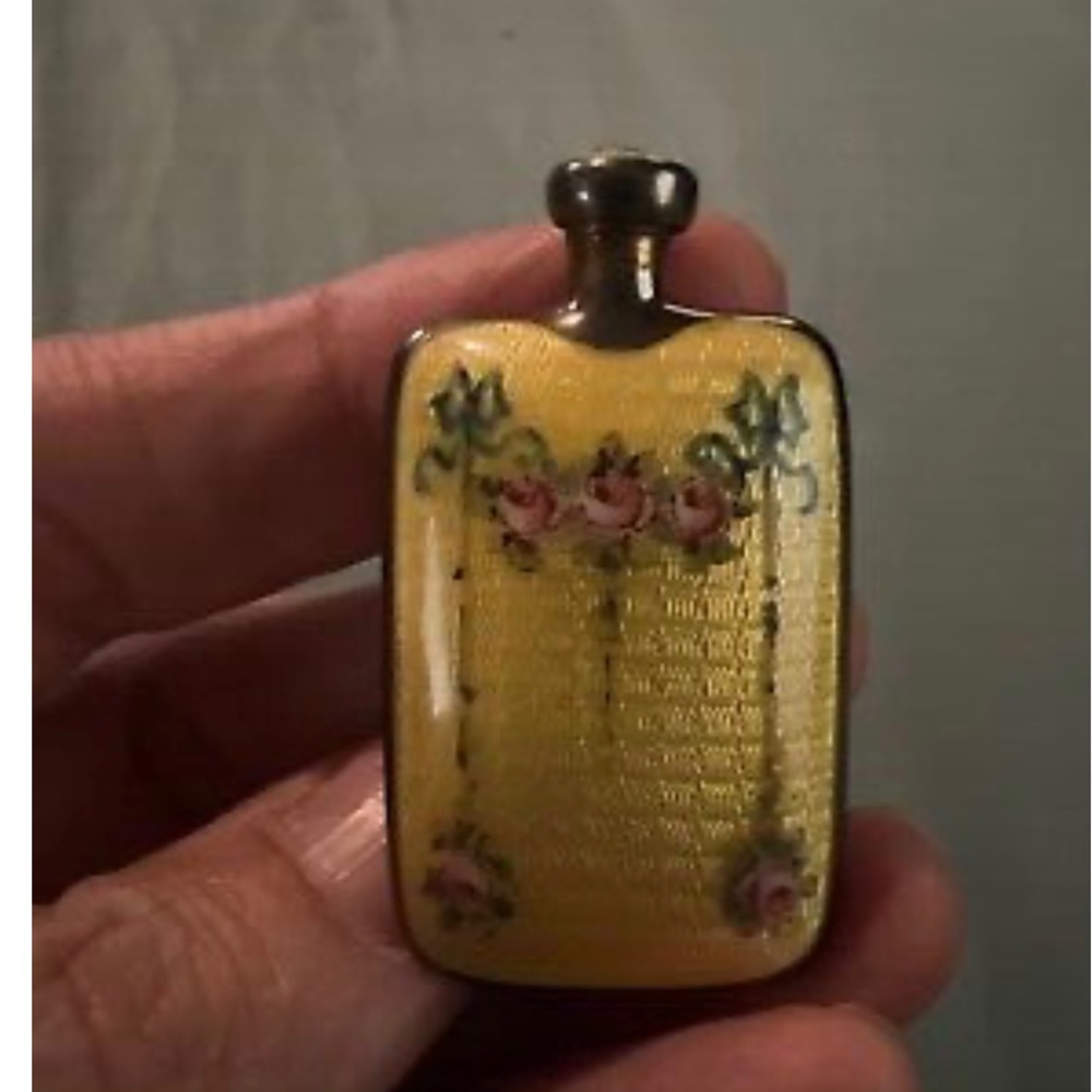 STERLING SILVER FRENCH ENAMEL VINAIGRETTE SCENT CASE FLOWERS 18.9 GRAMS